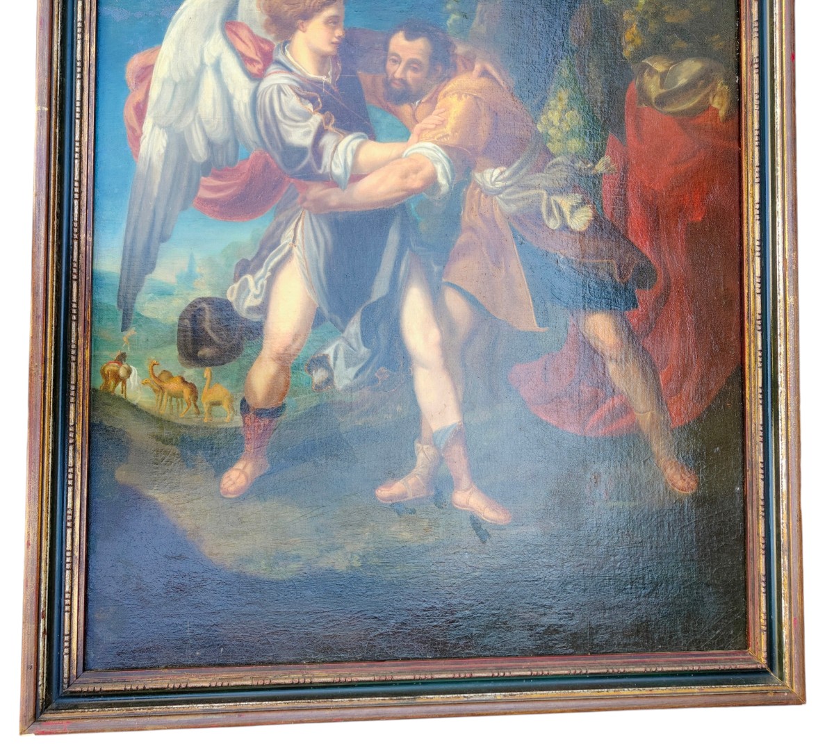Le combat de Jacob avec l'ange Itale XVIIe siècle-photo-4