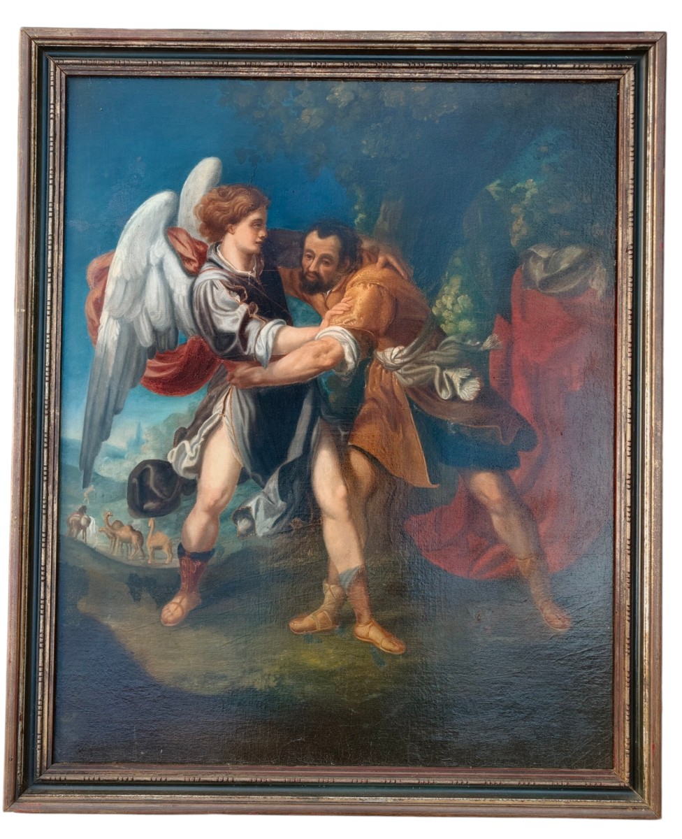 Le combat de Jacob avec l'ange Itale XVIIe siècle