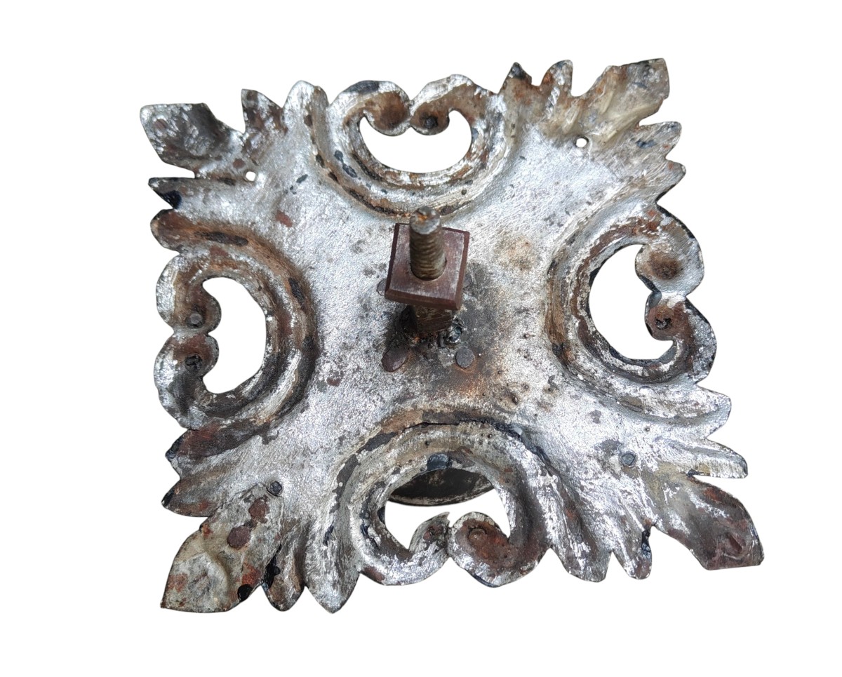 Grand bouton de porte en fer forgé avec belle platine-photo-4
