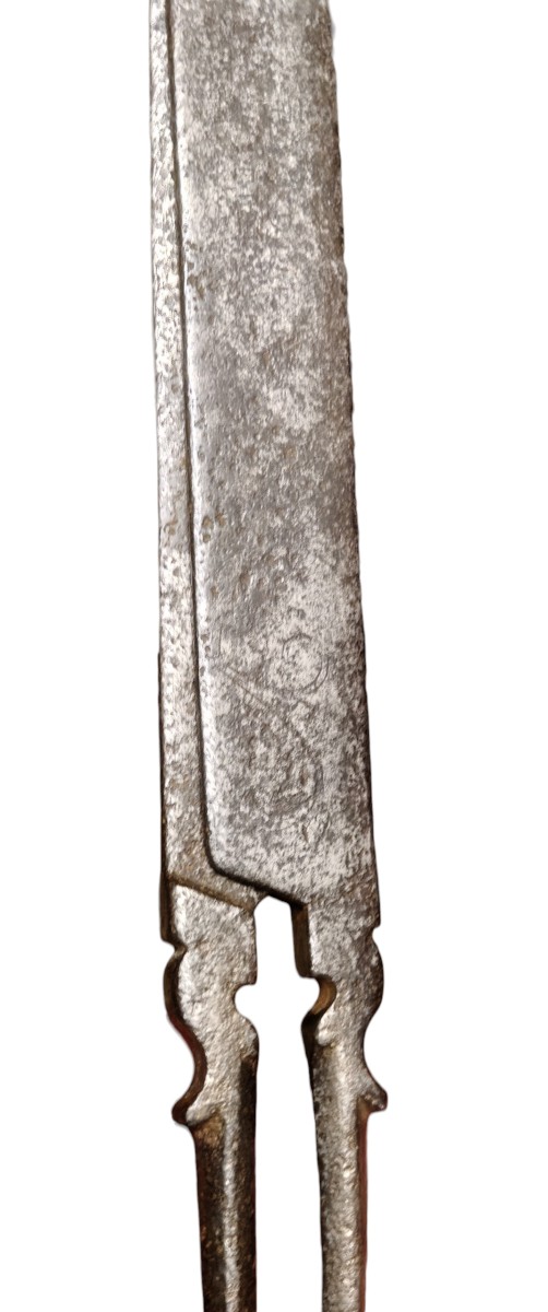 Compas De Charpentier En Fer Forgé Et Gravé XVIIIe Siècle-photo-3