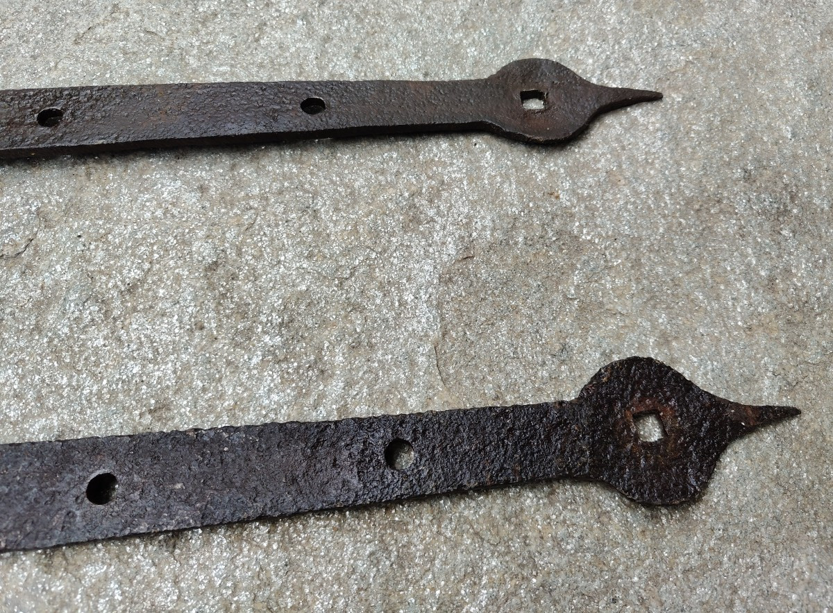 Pair Of 17th-century Door Hinges, 70 Cm Long-photo-3