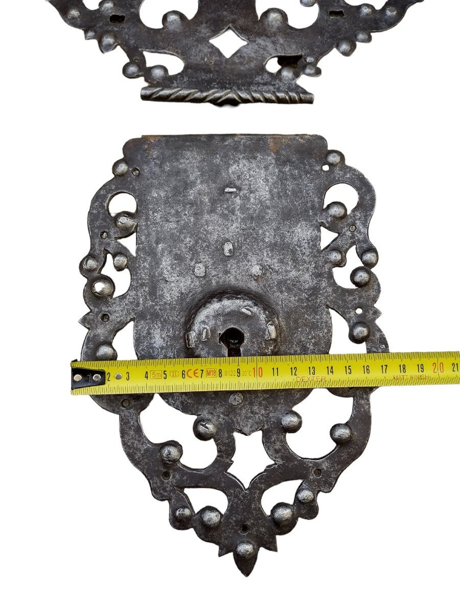 Serrure De Coffre En Fer Forgé XVIIIe Siècle-photo-3
