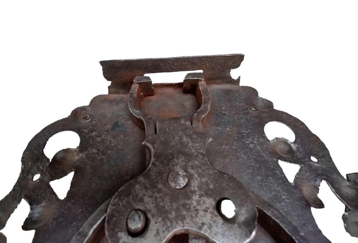 Serrure De Coffre En Fer Forgé XVIIIe Siècle-photo-6