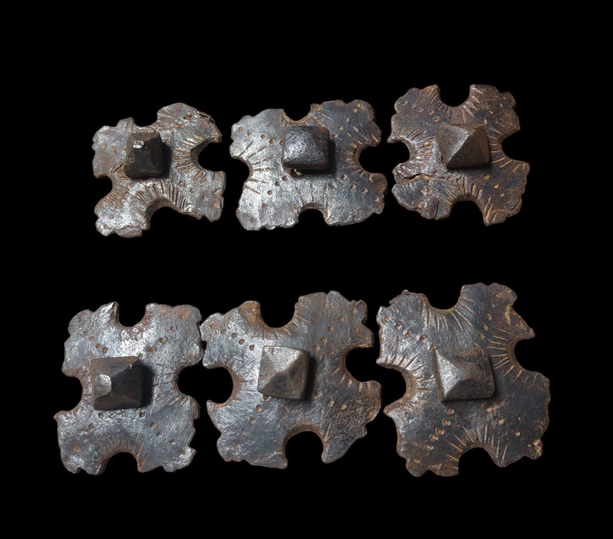 6 Wrought-iron Nails With Engravings, 17th–18th Century-photo-4