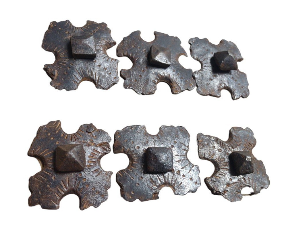 6 Wrought-iron Nails With Engravings, 17th–18th Century-photo-1