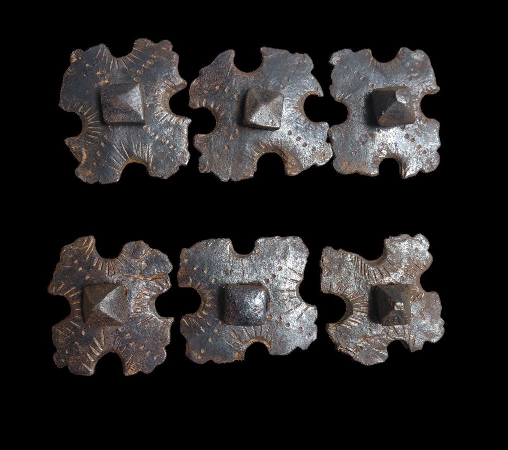 6 Wrought-iron Nails With Engravings, 17th–18th Century-photo-2