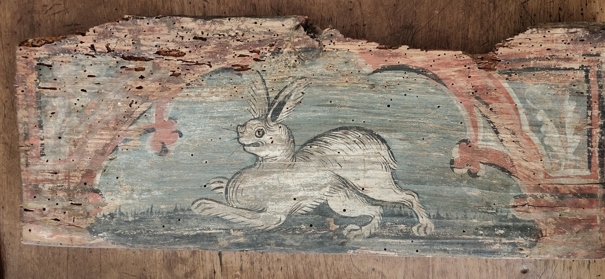 Paire de panneaux de plafond en bois peint Renaissance italienne -photo-2