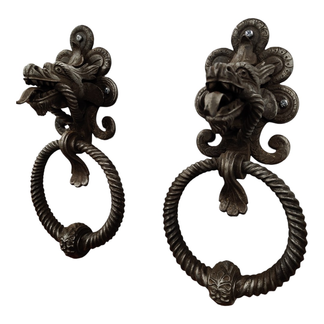 Paire de heurtoirs de porte en fer forgé-photo-3