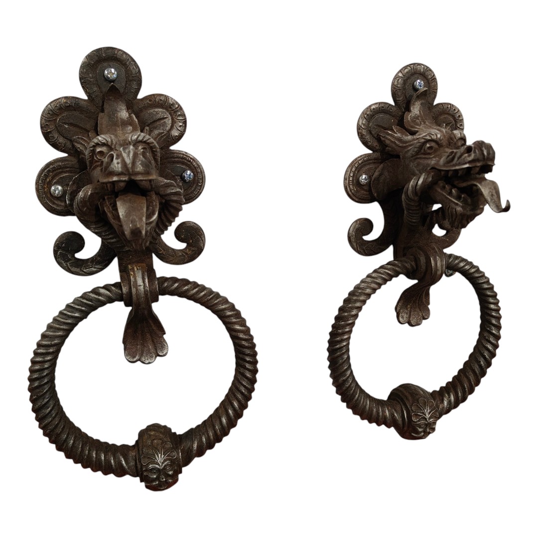 Paire de heurtoirs de porte en fer forgé-photo-4