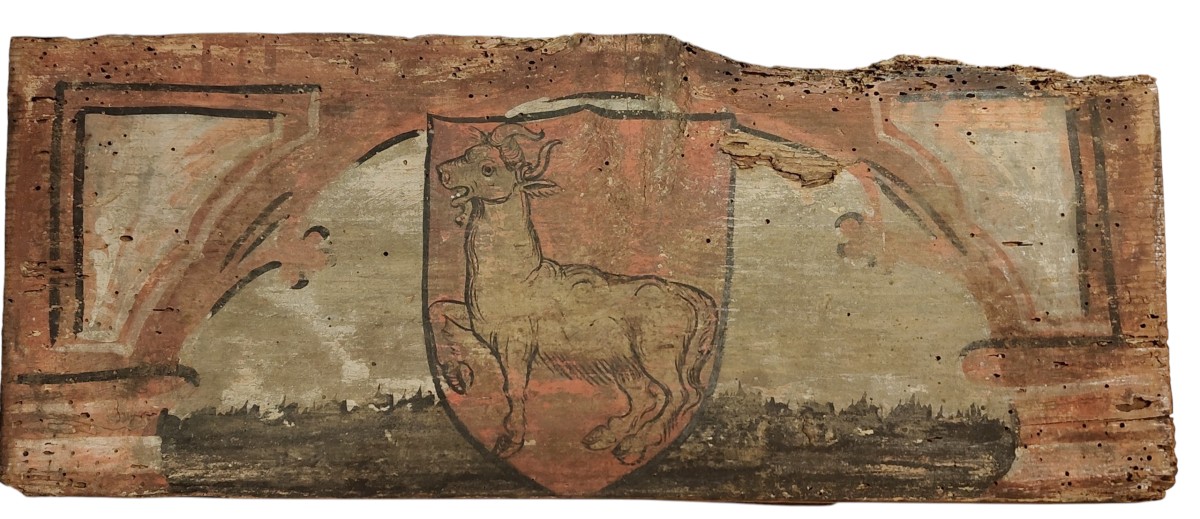Pair Of Lombard Renaissance Painted Panels  From The Ceiling Of A Noble House-photo-3