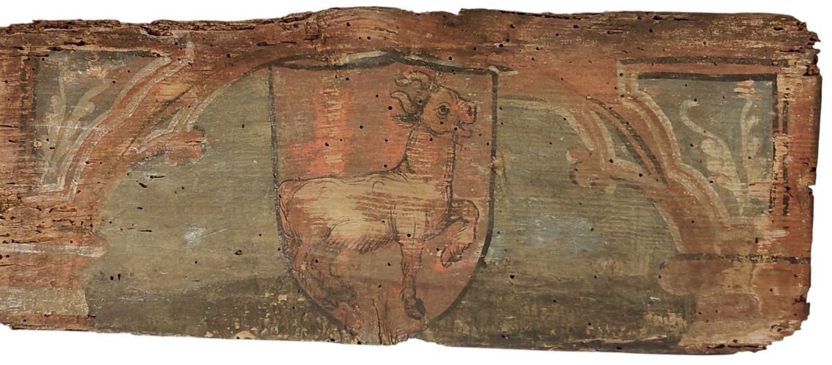 Pair Of Lombard Renaissance Painted Panels  From The Ceiling Of A Noble House-photo-4