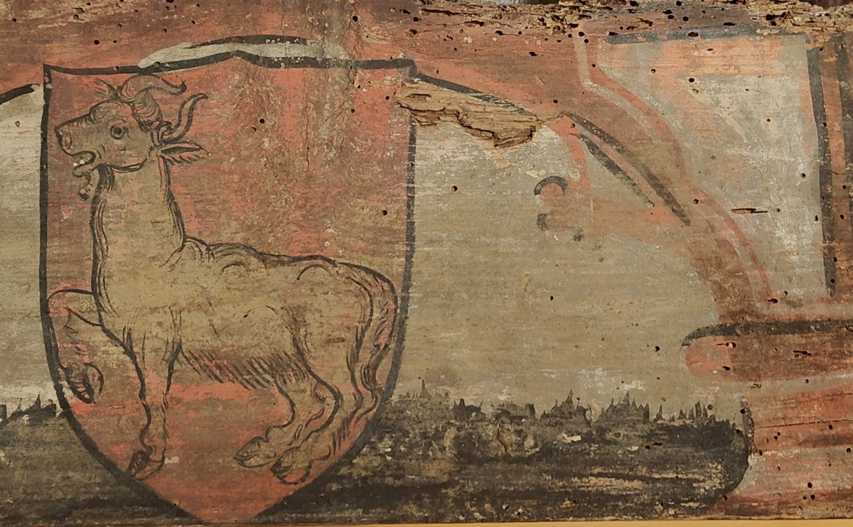 Pair Of Lombard Renaissance Painted Panels  From The Ceiling Of A Noble House-photo-5