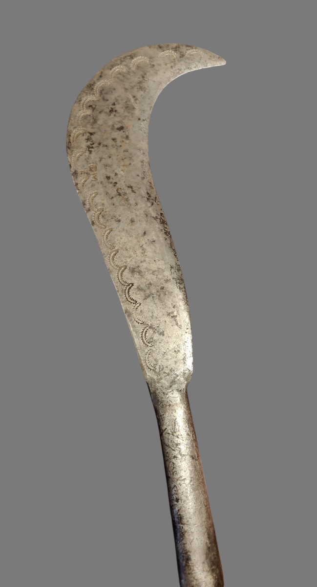 18th-century Forged And Engraved Iron Pruning Knife-photo-3