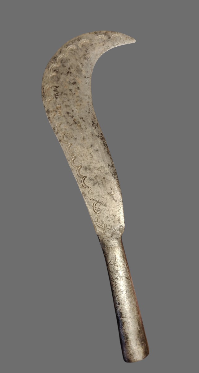 18th-century Forged And Engraved Iron Pruning Knife-photo-5