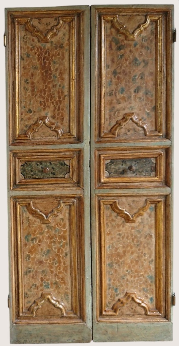 Porte En Bois Peint Double Face XVIIe Siècle