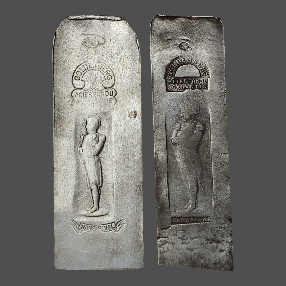 Two Different Goldenber Planer Blades Decorated With The Image Of Napoleon From The 19th Century-photo-2
