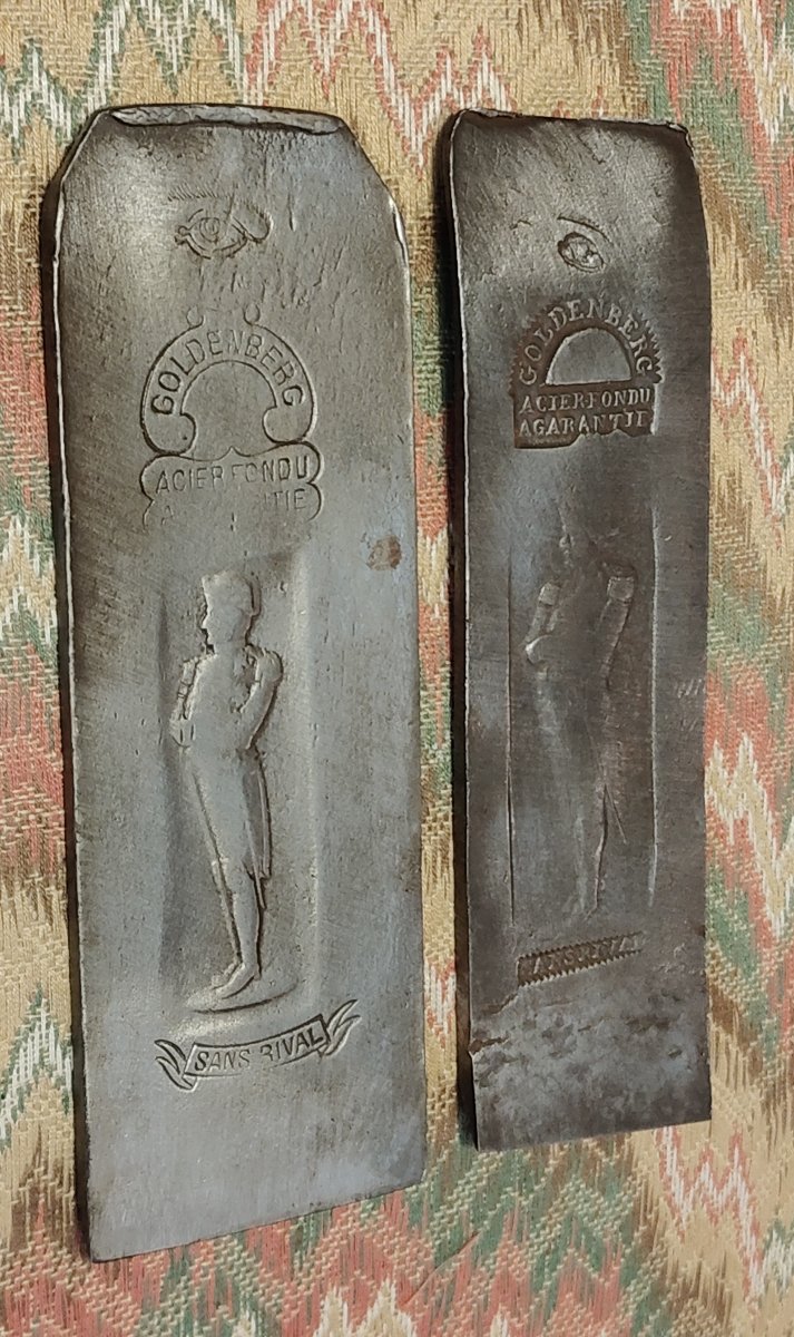 Two Different Goldenber Planer Blades Decorated With The Image Of Napoleon From The 19th Century-photo-2