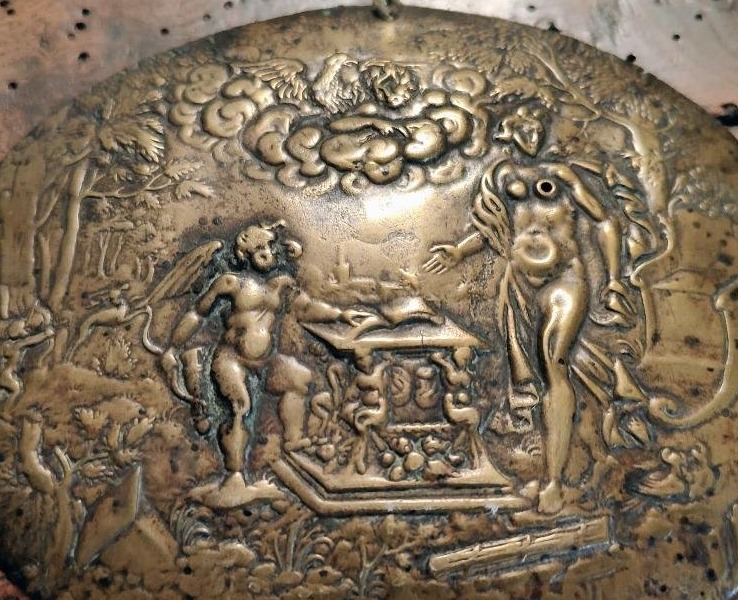 Oval Brass Plaque Depicting Diana And Cupid, Surmounted By Zeus; Early 17th Century-photo-1