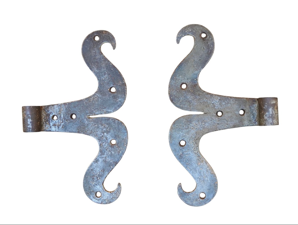 Paire de Pentures En Fer Forgé XVIIe Siècle