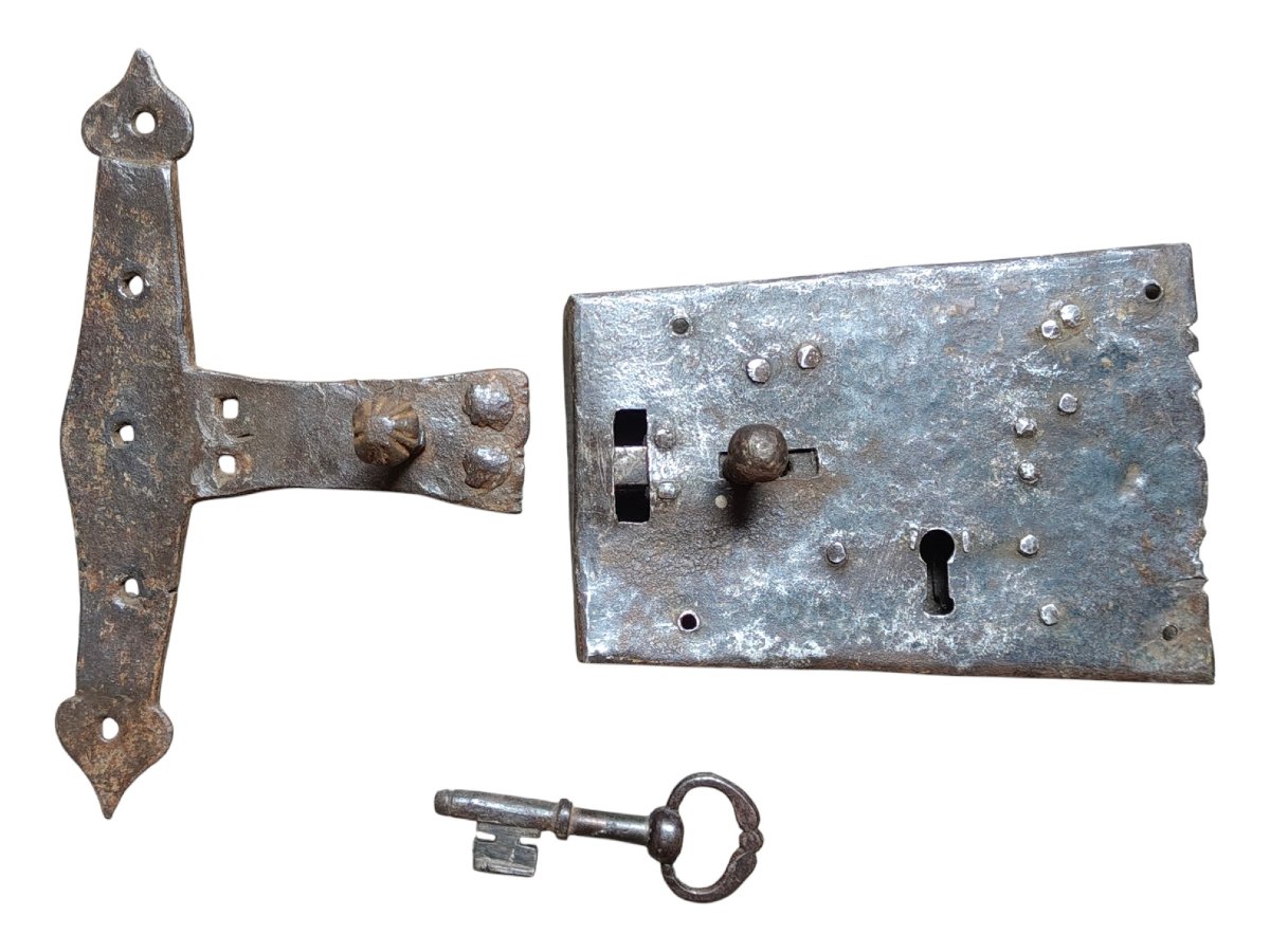 Serrure De Porte Complète Avec Clé XVIIe Siècle-photo-2