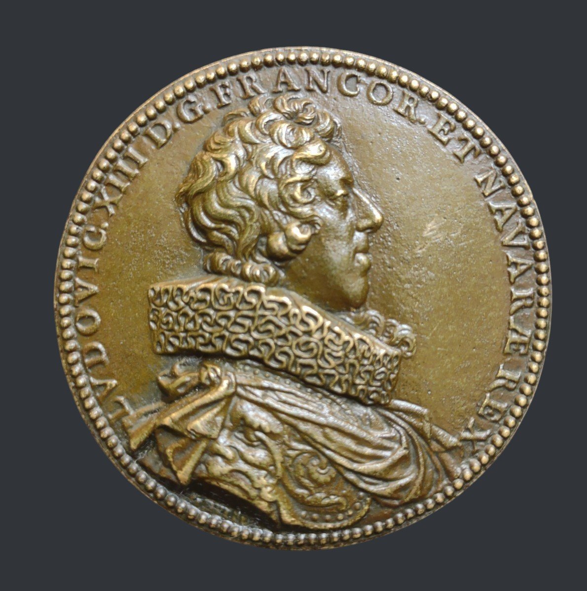 Louis XIII Médaille En Bronze Signée Par Guillaume Dupré