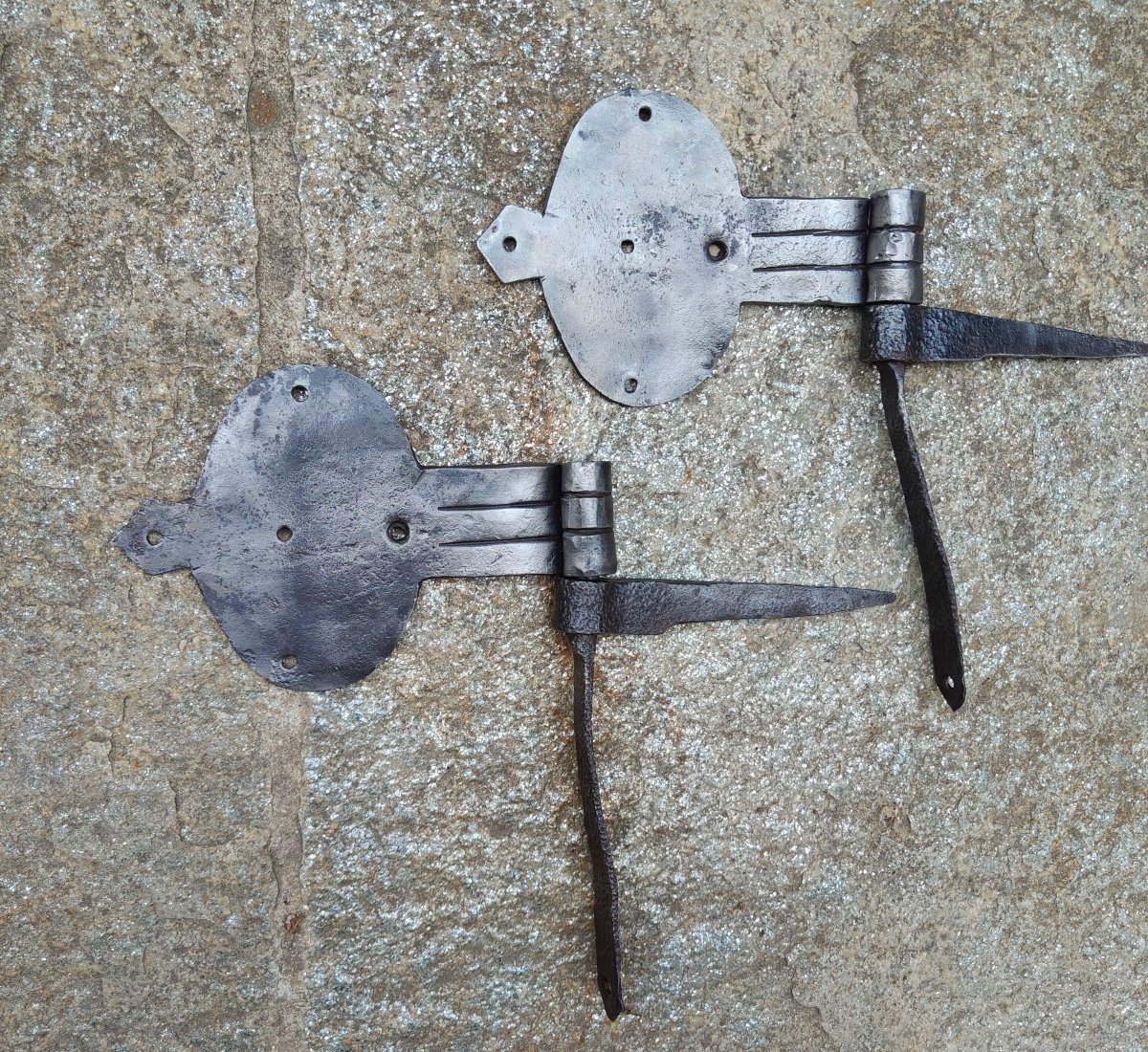 Pair Of Hinges, Complete With Hinge Pins, 18th Century-photo-2