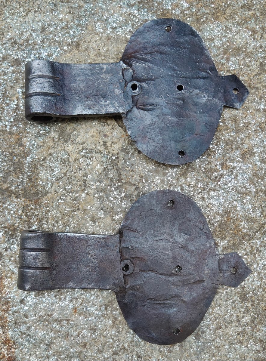 Pair Of Hinges, Complete With Hinge Pins, 18th Century-photo-3