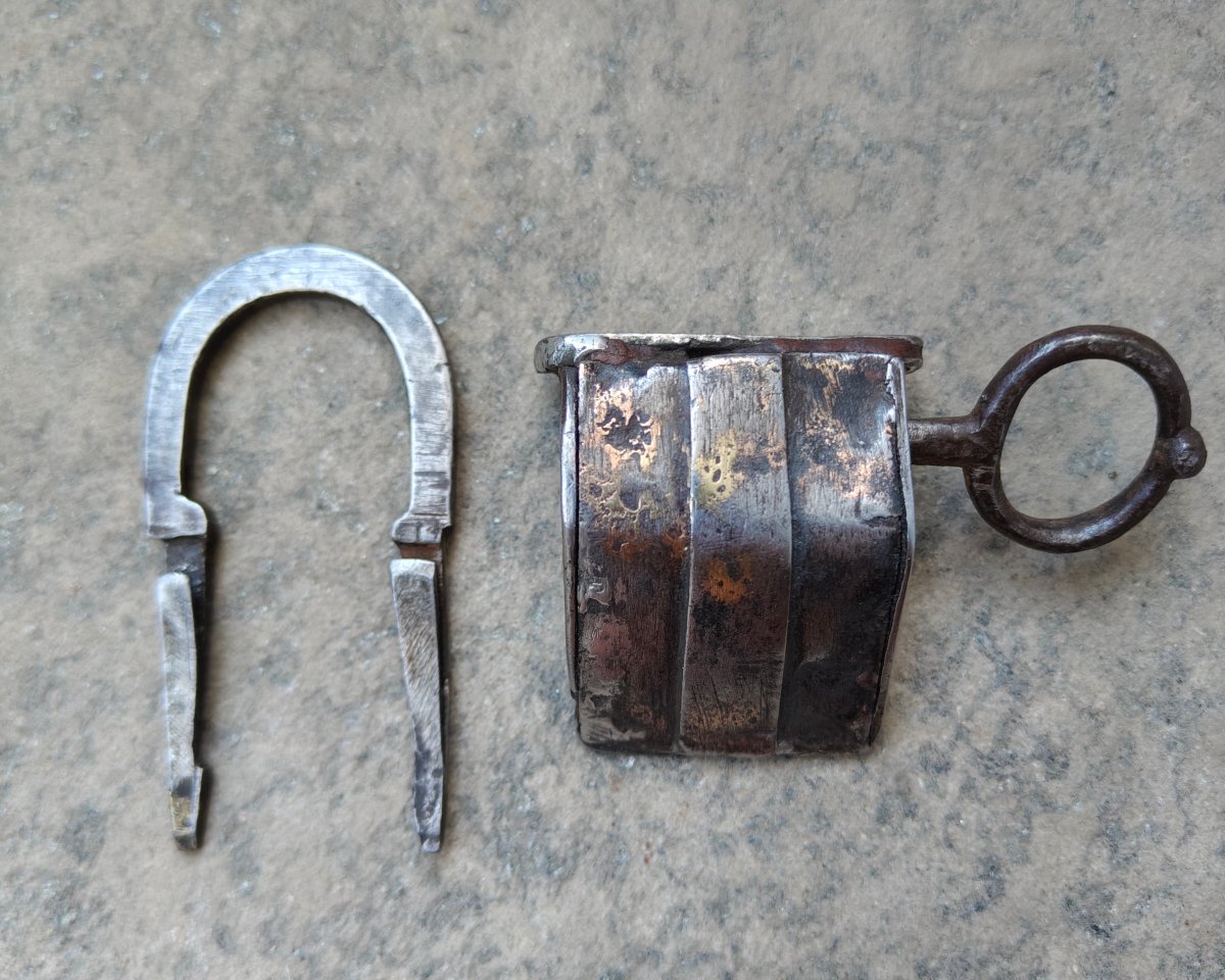 German Handbag Lock Made Of Wrought Iron, 16th–17th Century-photo-7