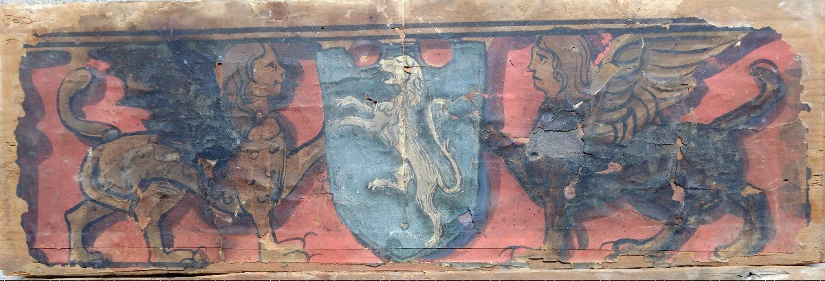 Rare Ceiling Panels From Brescia, Painted On Paper And Mounted On Wood-photo-3