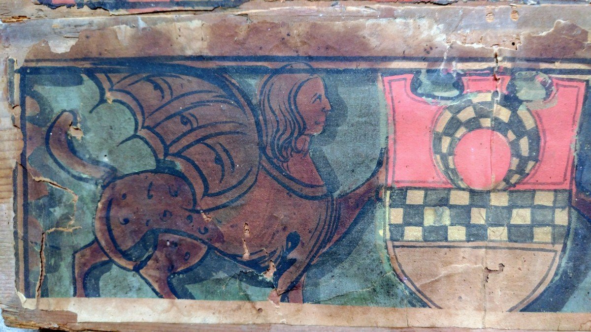 Rare Ceiling Panels From Brescia, Painted On Paper And Mounted On Wood-photo-4