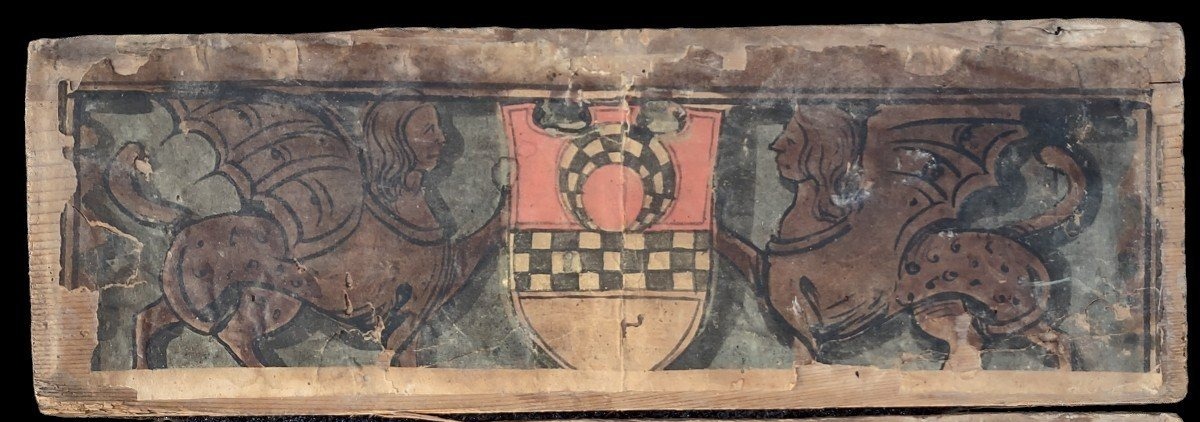 Rare Ceiling Panels From Brescia, Painted On Paper And Mounted On Wood-photo-3