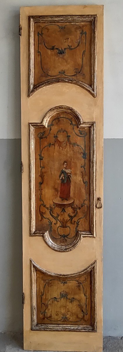 Porte Italienne Peinte "double-face" XVIIIe siècle-photo-2