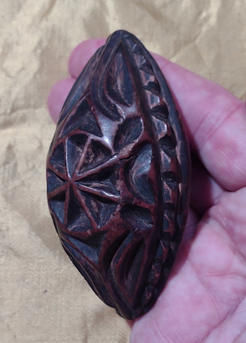 Antique Bread Stamp Made Of Boxwood From Piedmont, Early 19th Century-photo-2