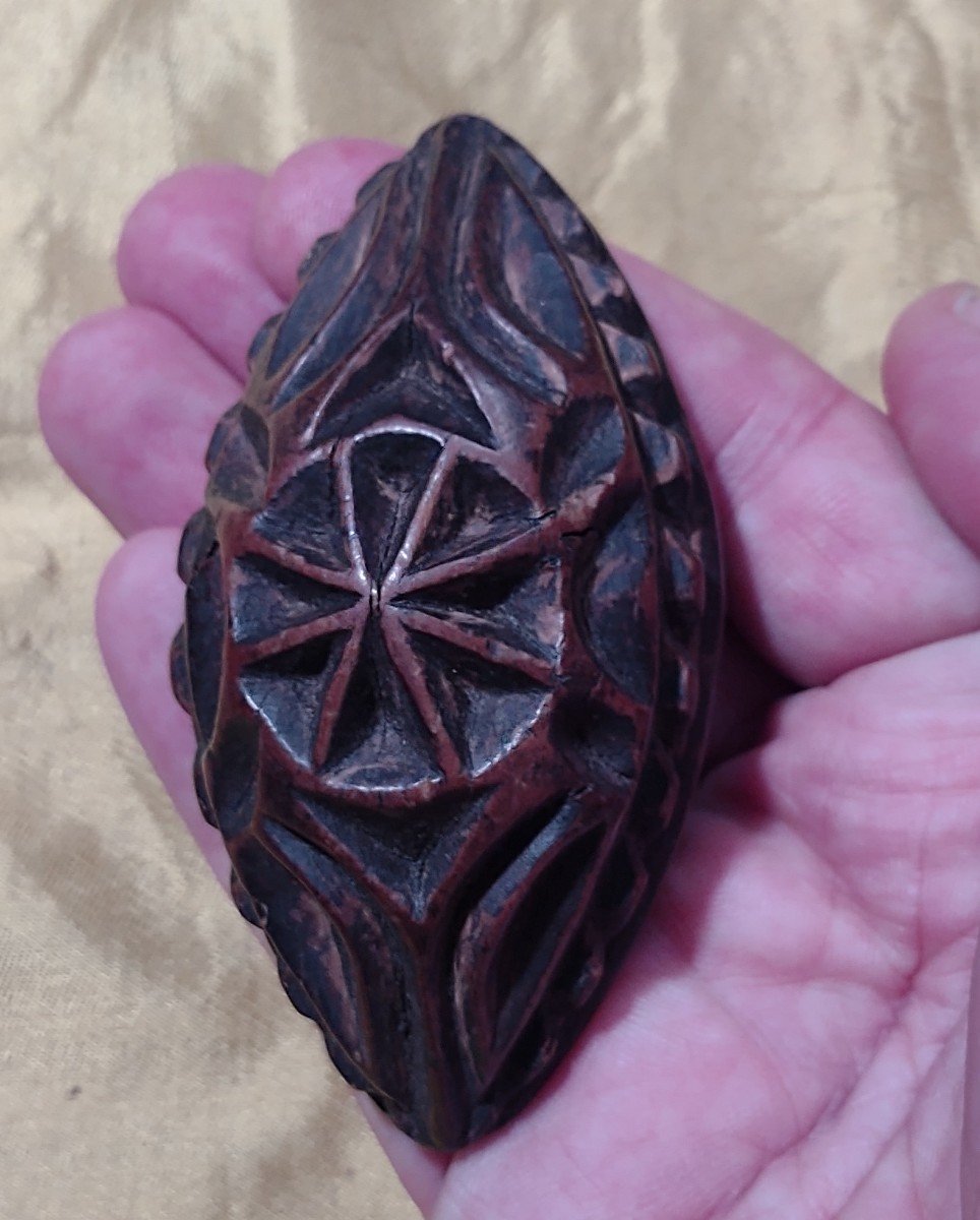 Antique Bread Stamp Made Of Boxwood From Piedmont, Early 19th Century-photo-3