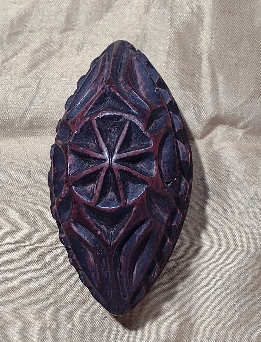 Antique Bread Stamp Made Of Boxwood From Piedmont, Early 19th Century