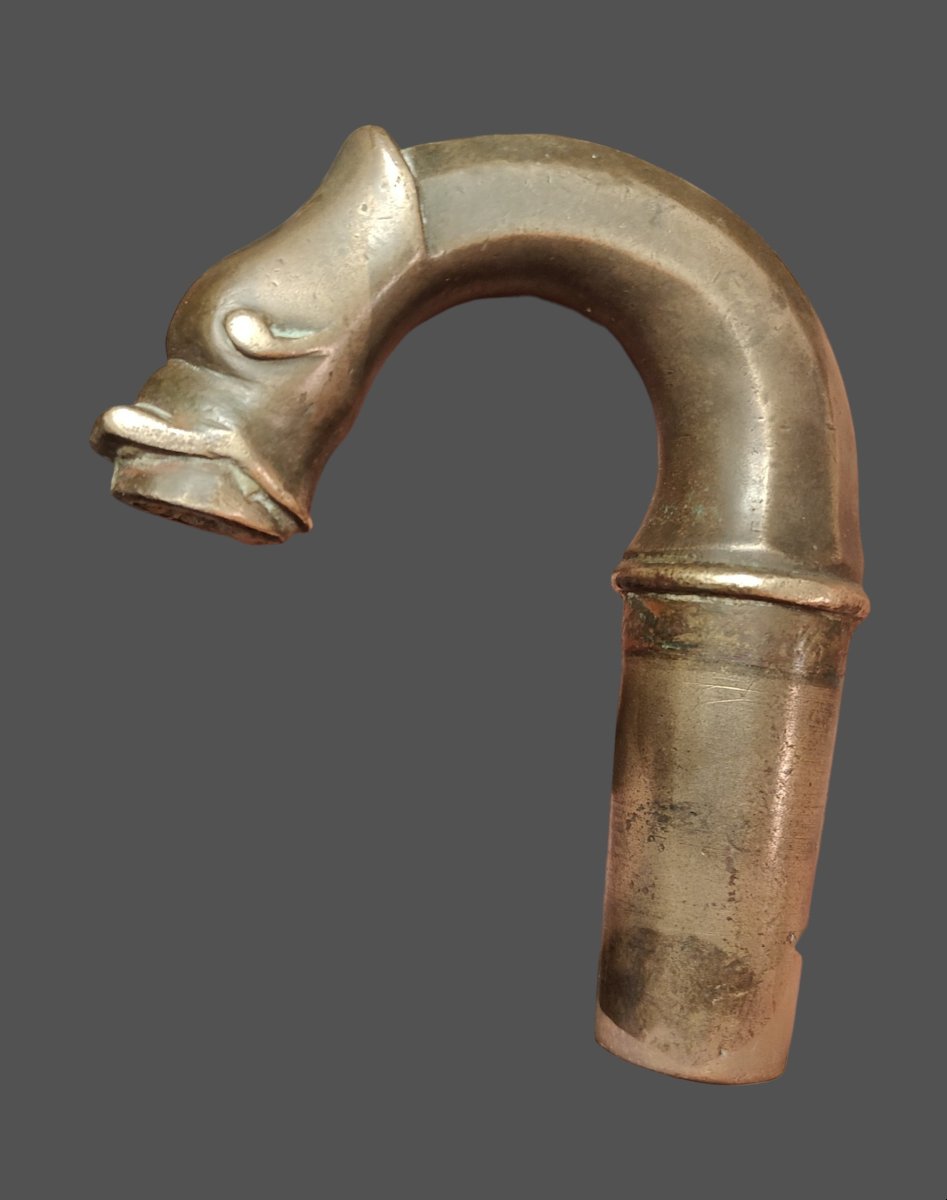 Small Zoomorphic Fountain Spout Or Basin In Bronze, 18th Century-photo-3