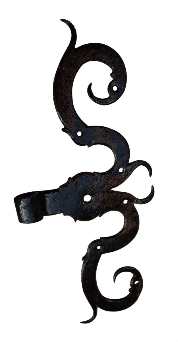 Paire de pentures moustaches début XVIIIe siècle 35 cm-photo-1
