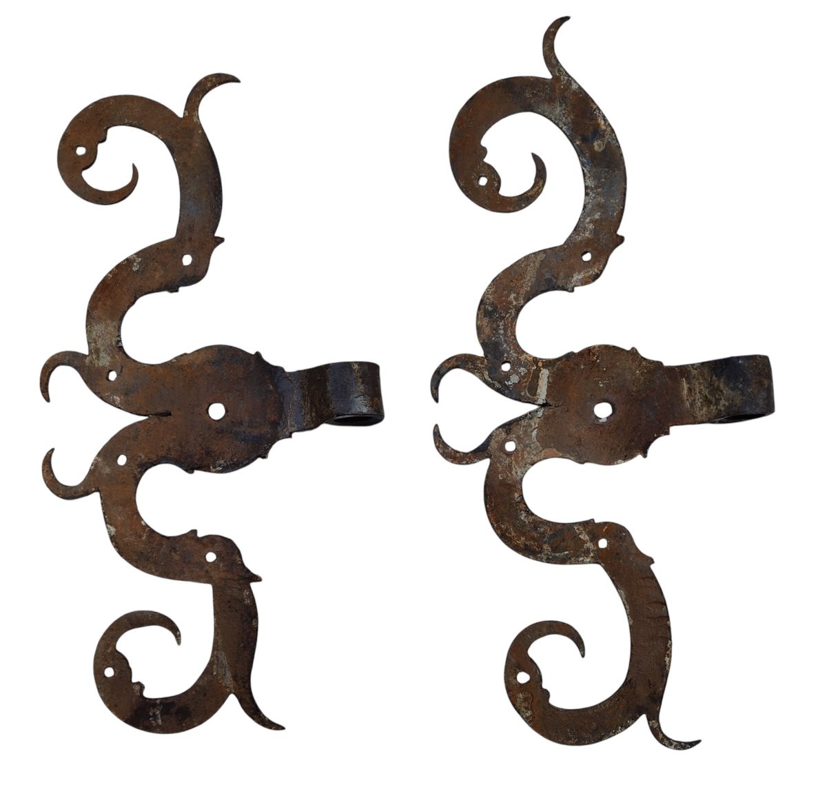 Paire de pentures moustaches début XVIIIe siècle 35 cm-photo-5