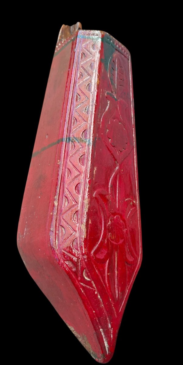 Carved And Painted Wooden Whetstone Holder From The Aosta Valley -photo-1