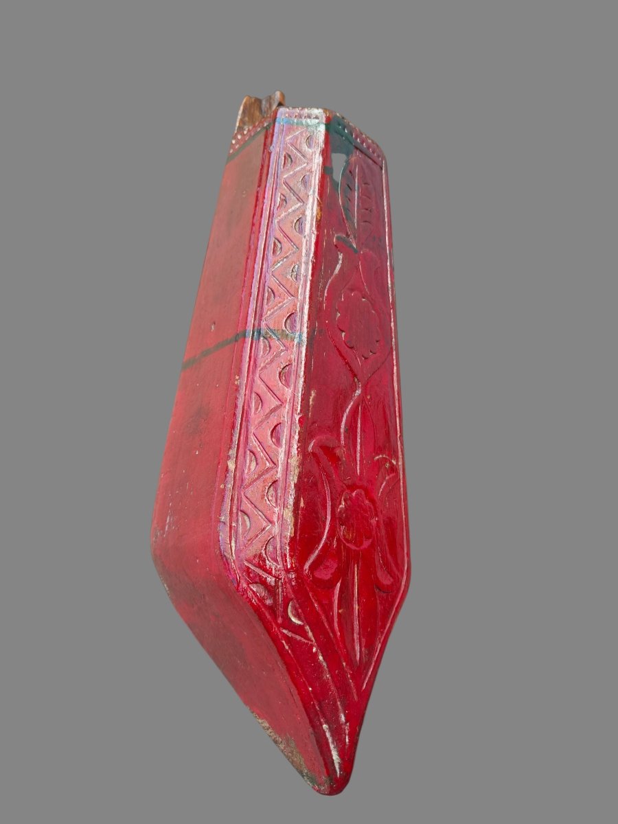 Carved And Painted Wooden Whetstone Holder From The Aosta Valley -photo-5