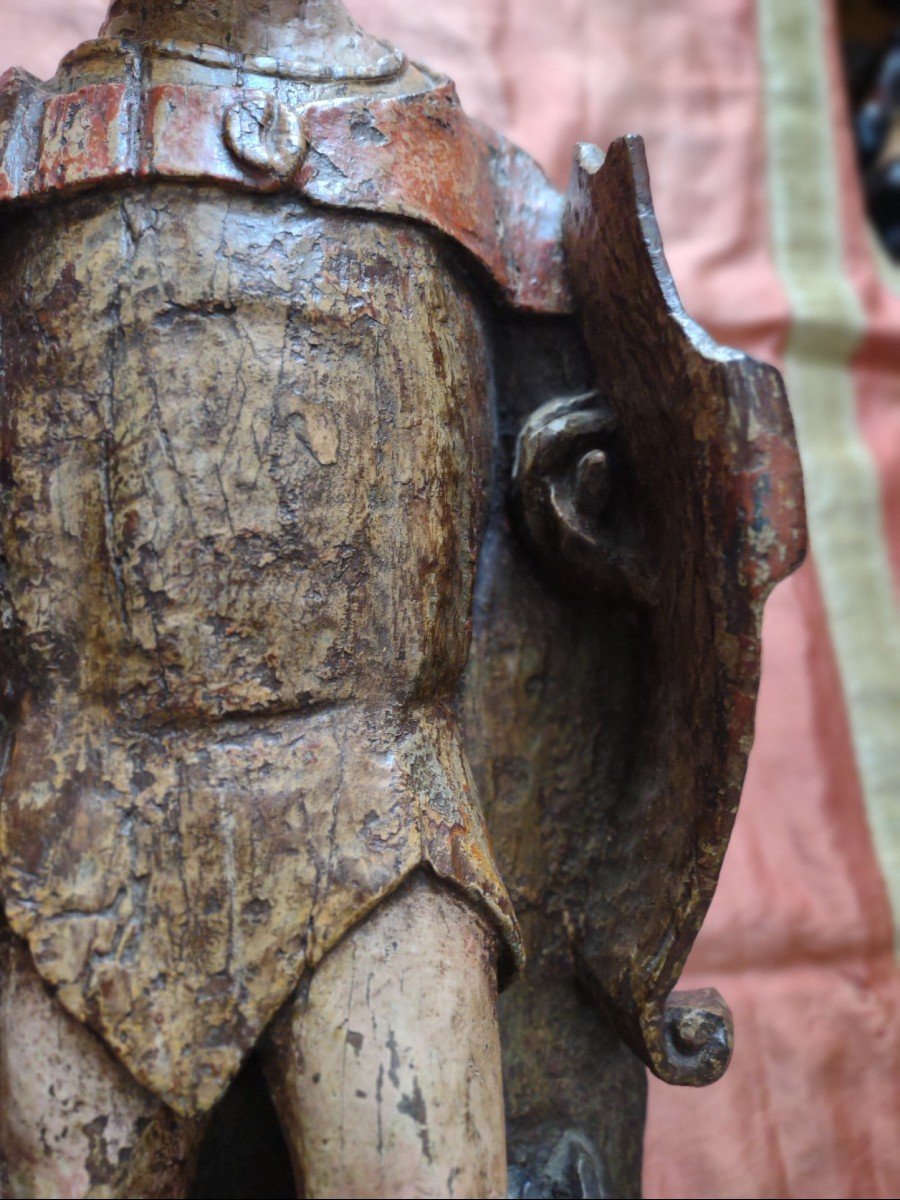 "st. George Slays The Dragon," 15th-century Polychrome Wooden Sculpture-photo-6