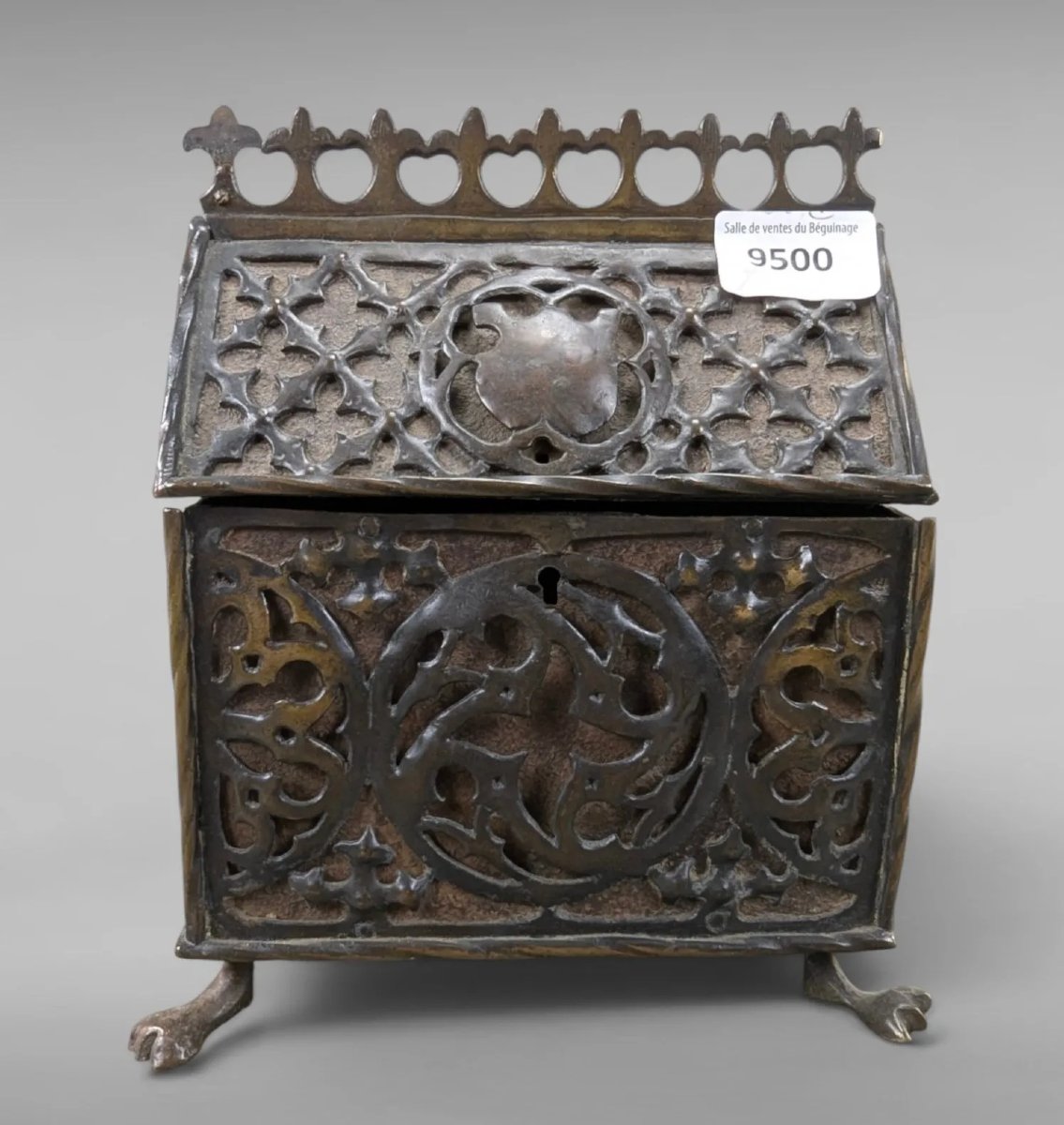 Important Gothic Box Made Of Wrought Iron With Openwork Design