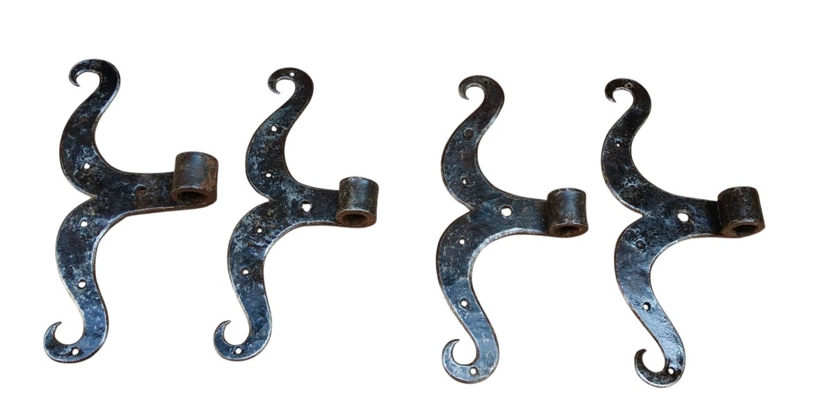 4 18th-century Wrought-iron Door Hinges With A Tab-photo-3
