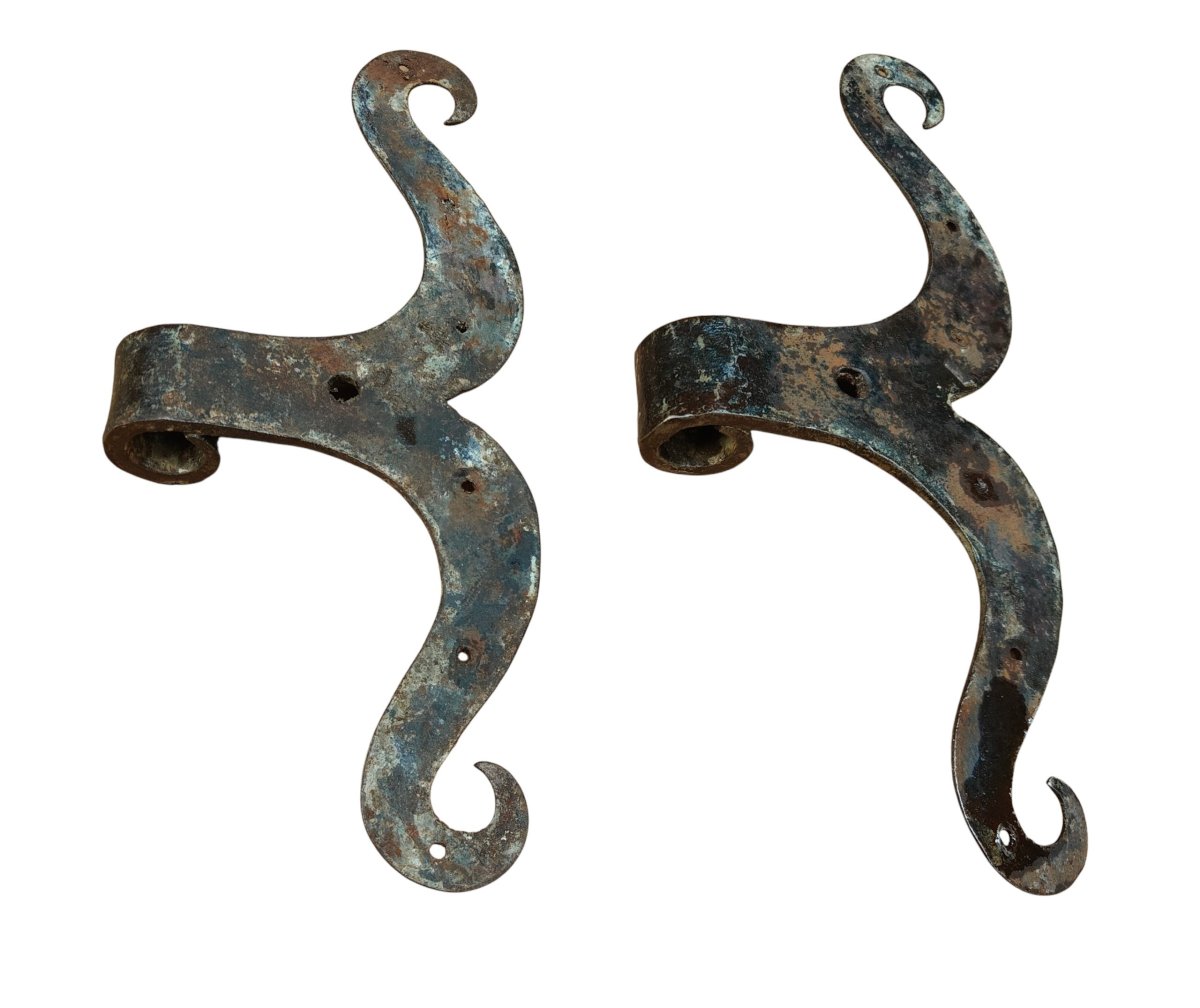 4 18th-century Wrought-iron Door Hinges With A Tab-photo-1
