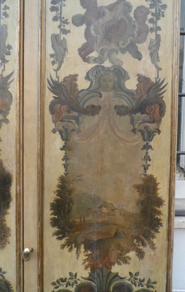 4 Shutters Painted Witn Landscape And Figures , XVIII Century Italy-photo-4