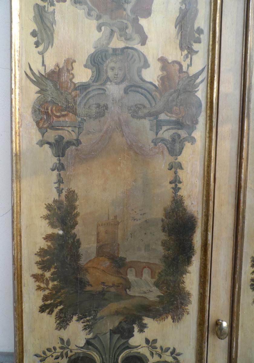 4 Shutters Painted Witn Landscape And Figures , XVIII Century Italy-photo-2