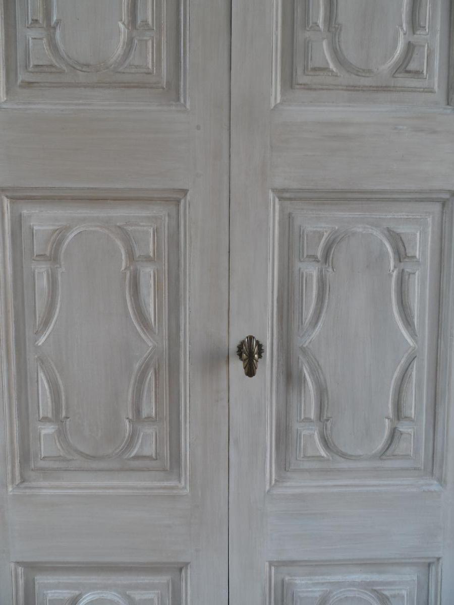 Pair Of Poplar Doors Painted In Tempera-photo-3