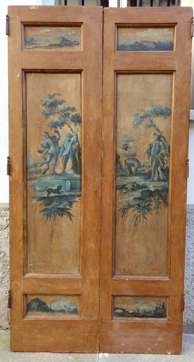  Neapolitan Doors Painted On  Both Sides Eighteenth Century-photo-3