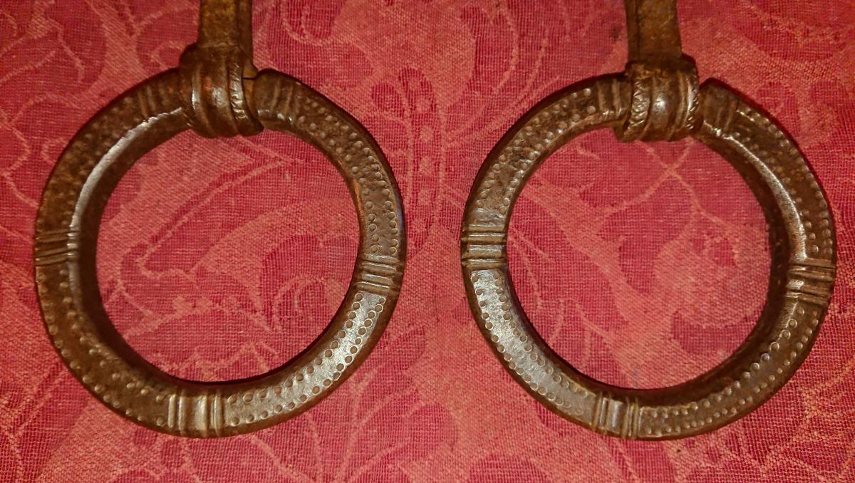 Pair Of Knockers In Wrought Iron Sixteenth Century-photo-2