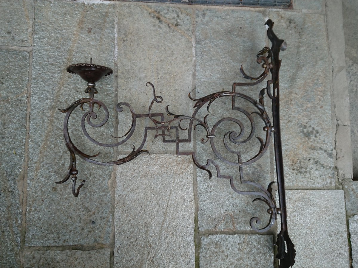 Pair Of Wrought Iron Light Arms-photo-3